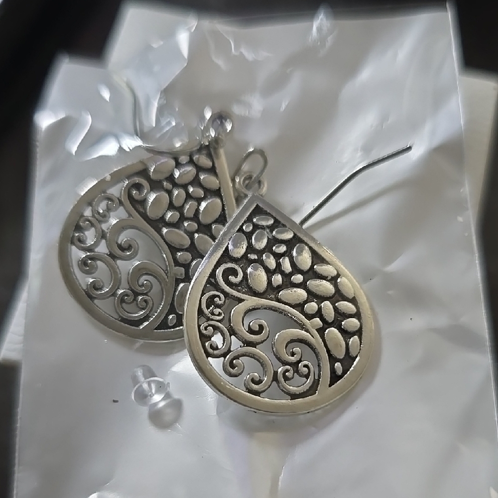 Silver Dangle Teardrop Earrings